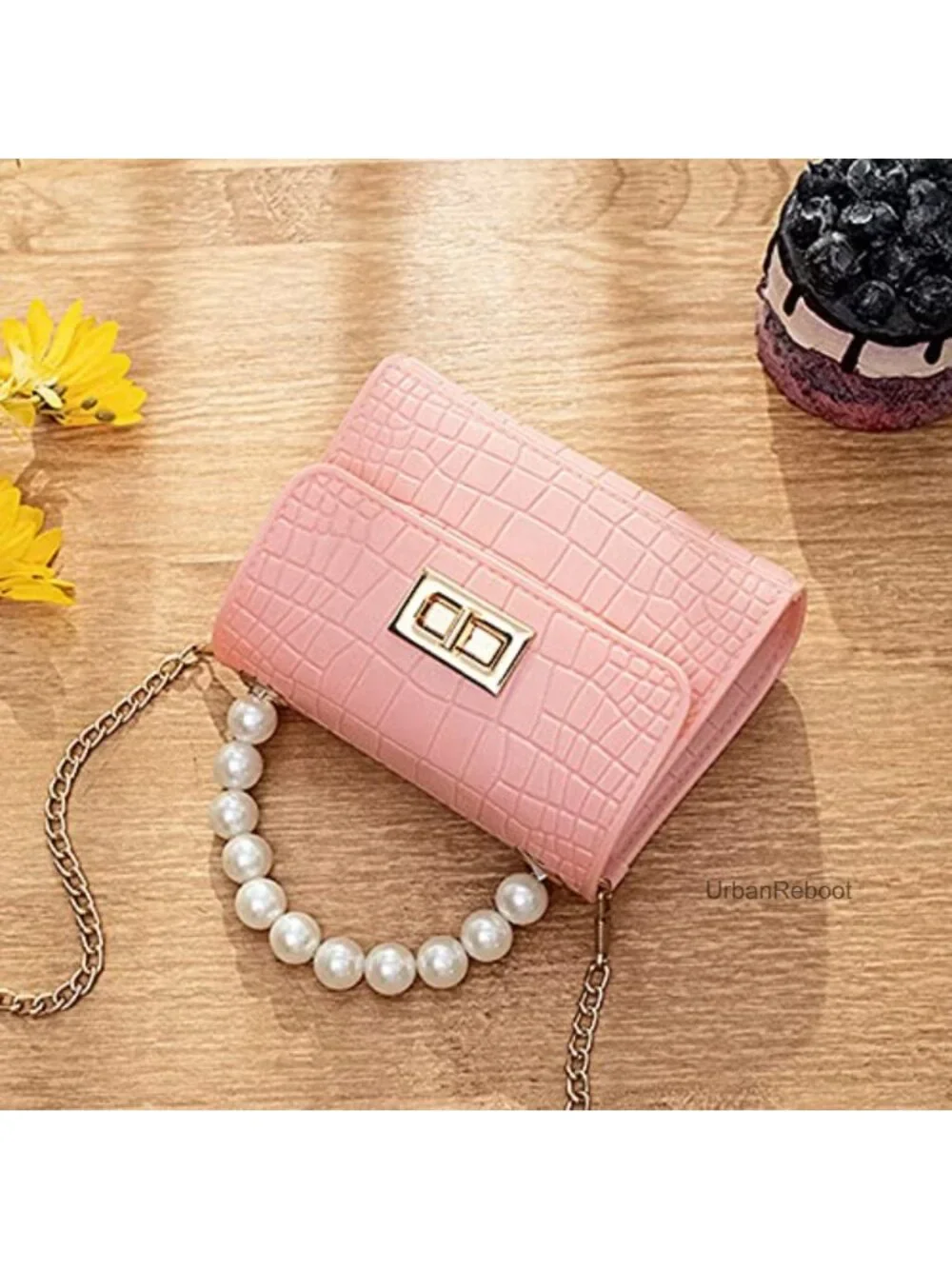 Girls Silicone Crossbody Mini Messenger Bag with Rotating Lock & Bead Handle